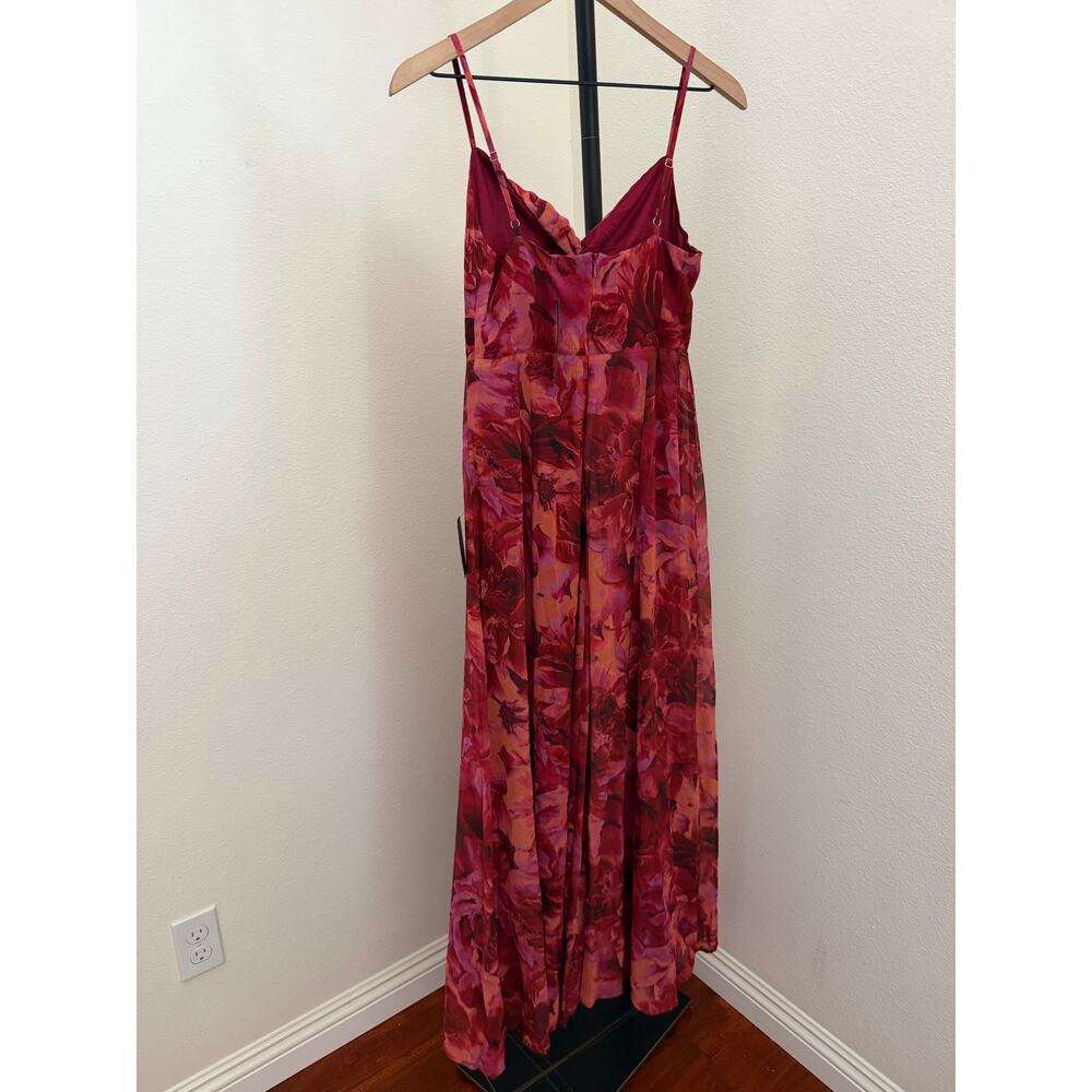 Lulus Beautiful Soul Burgundy Floral Print Twist-Front Maxi Dress S - Picture 9 of 10